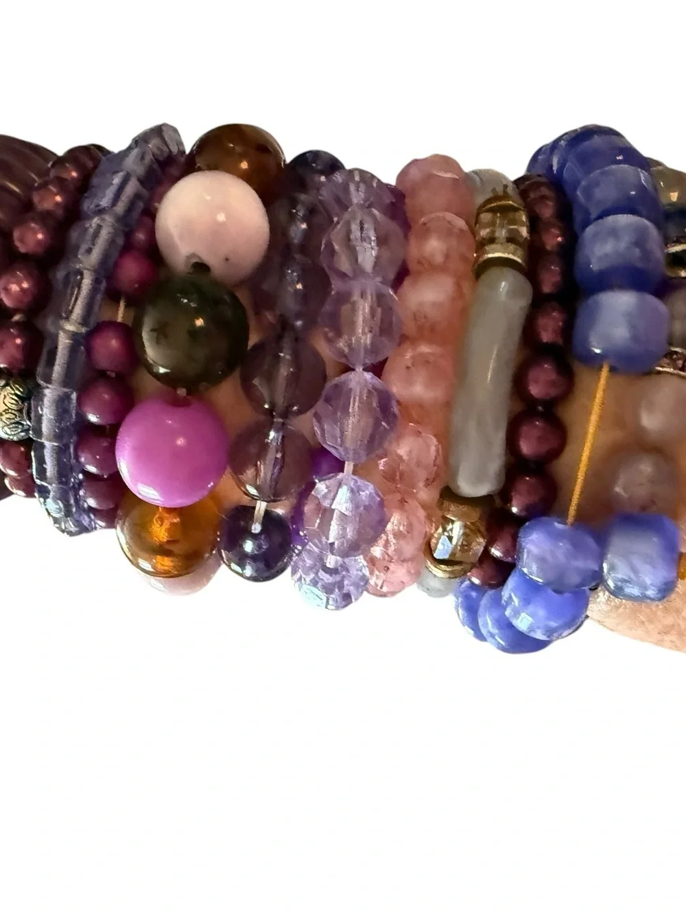 Large Purple Beaded Stackable Bracelets Set -13 Bracelets Beautiful 💜